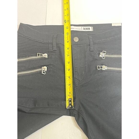 Revolve LOVERS + FRIENDS Black Bailey Flare Moto Jeans Size 28 Zipper Pockets - Picture 9 of 16